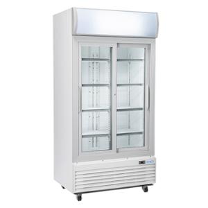 Хладилни витрини с плъзгащи врати и панел, различни ширини, бели