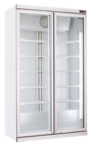 Хладилни витрини за напитки с отваряеми врати, 1050 л, с или без рекламен панел, бели