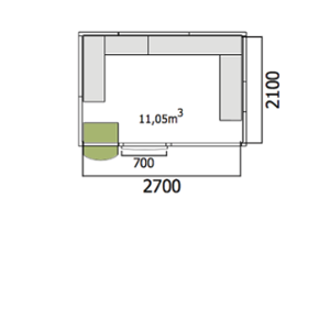 Хладилна стая среднотемпературна с обем 11,05 куб.м + агрегат