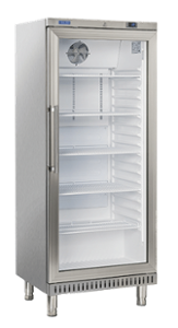 Среднотемпературен хладилен шкаф със стъклена врата, неръждаем, EuroNorm 600x400