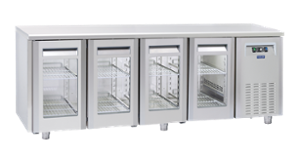 Среднотемпературна хладилна маса с 4 стъклени врати, без агрегат, GN 1/1 съвместима