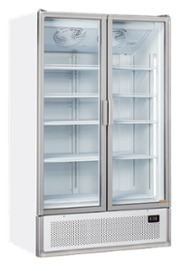 Хладилна витрина за напитки с отваряеми врати, 1200 л, клас F, бяла