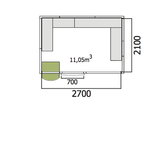 Хладилна стая среднотемпературна с обем 11,05 куб.м + агрегат