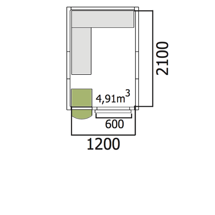 Хладилна стая нискотемпературна с обем 4,91 куб.м + агрегат и рафтове 