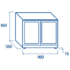 Подбарова хладилна витрина с 2 плъзгащи стъклени врати, H=860 мм, клас D - kuhnensko.com Подбарова хладилна витрина с 2 плъзгащи стъклени врати, H=860 мм, клас D