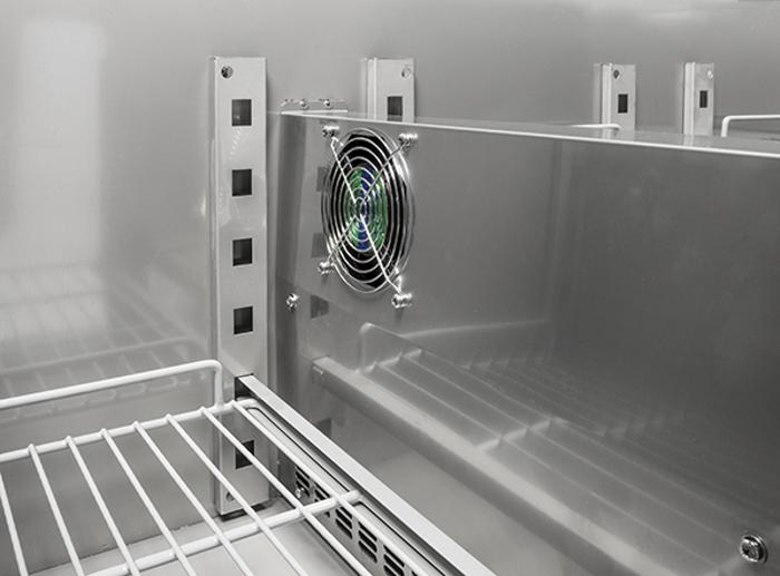 Нискотемпературна хладилна маса с 2 врати, GN 1/1, островна, клас E - kuhnensko.com Нискотемпературна хладилна маса с 2 врати, GN 1/1, островна, клас E