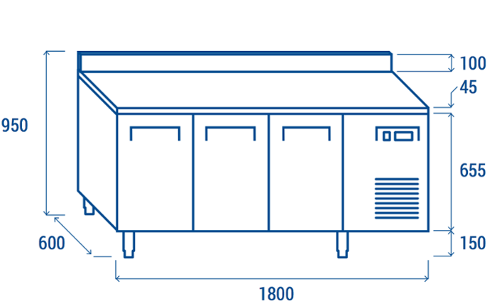 Среднотемпературна хладилна маса с 3 врати и борд, 325х410 мм съвместима, SR3100 - kuhnensko.com Среднотемпературна хладилна маса с 3 врати и борд, 325х410 мм съвместима, SR3100