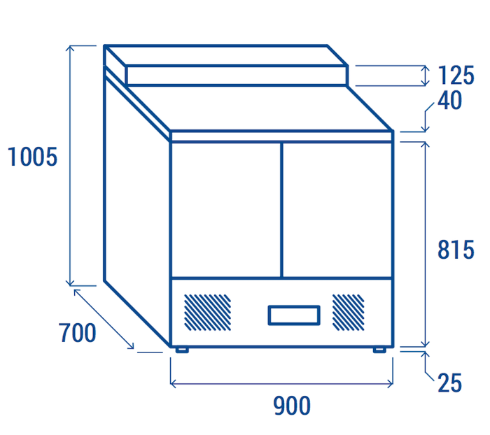 Хладилна маса с плот за подготовка на сандвичи с отвор с капацитет GN 5x1/6 и капак - kuhnensko.com Хладилна маса с плот за подготовка на сандвичи с отвор с капацитет GN 5x1/6 и капак