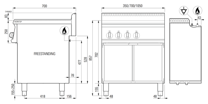 Котлон газов с 2 горелки 1 х 3,5 kW и 1 х 6 kW, свободно стоящ - kuhnensko.com Котлон газов с 2 горелки 1 х 3,5 kW и 1 х 6 kW, свободно стоящ